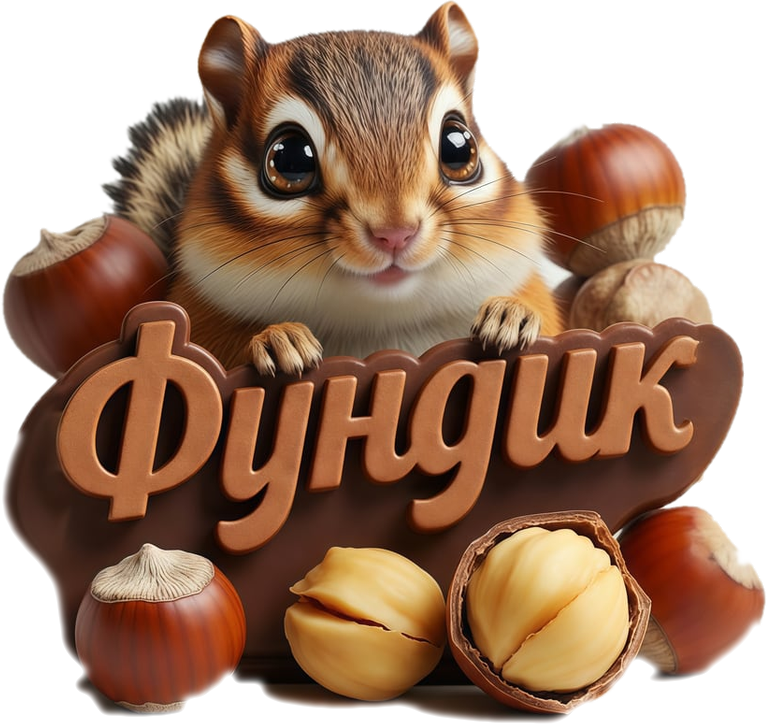 Маскот ФУНДИК — бурундук с фундуком